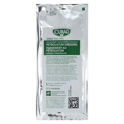 Curad Petrolatum Impregnated Dressing Strip 1 x 36 Inch Sterile Non-Adherent Wound Dressing