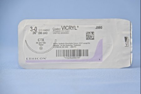 Absorbable Suture with Needle Coated Vicryl Polyglactin 910 CTX 1/2 Circle Taper Point Needle Size