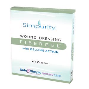 Safe N Simple Simpurity FiberGel Hydrogel Wound Dressing 4 x 5 Inch