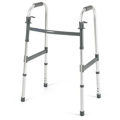 Dual Release Folding Walker Adjustable Height Invacare I•Class Aluminum Frame 300 lbs. Weight Capacity 30.4 to 37.4 Inch Height