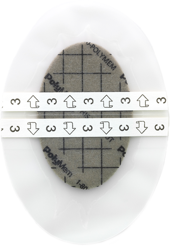 PolyMem Shapes Silver Foam Dressing 3-1/2 x 5 Inch Oval Sterile Adhesive Dressing
