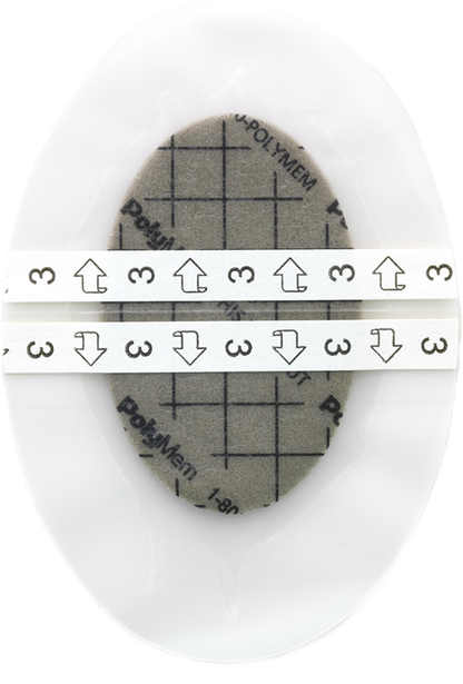 PolyMem Shapes Silver Foam Dressing 3-1/2 x 5 Inch Oval Sterile Adhesive Dressing