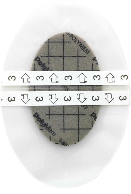 PolyMem Shapes Silver Foam Dressing 3-1/2 x 5 Inch Oval Sterile Adhesive Dressing