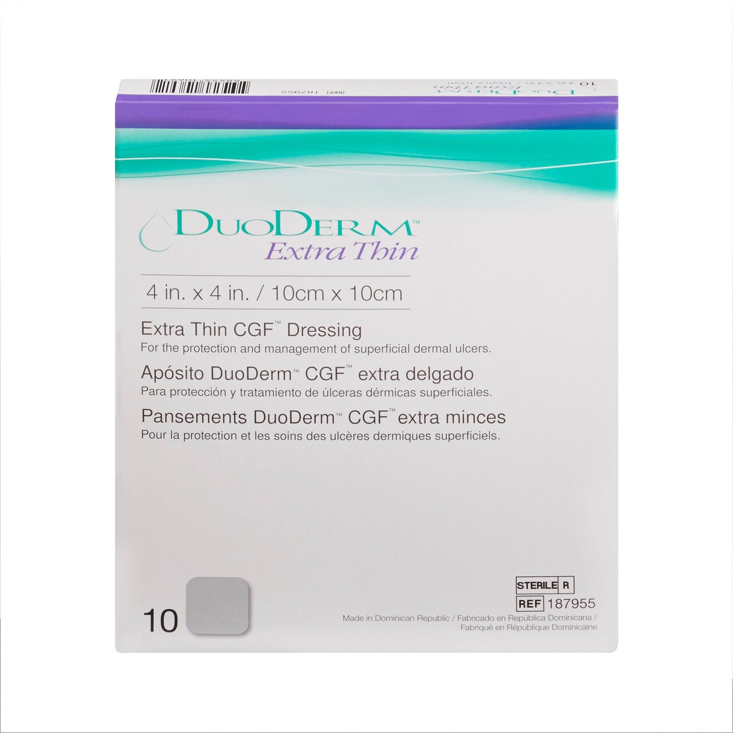 DuoDERM Extra Thin CGF Hydrocolloid Dressing 4 x 4 Inch Sterile Square Dressing