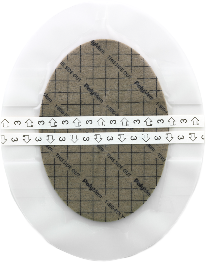 PolyMem Shapes Silver Foam Dressing 6-1/2 x 8-1/5 Inch Oval Sterile Adhesive Dressing