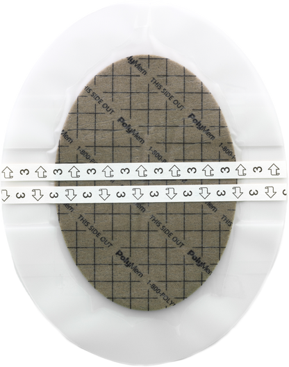 PolyMem Shapes Silver Foam Dressing 6-1/2 x 8-1/5 Inch Oval Sterile Adhesive Dressing