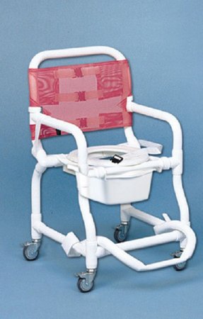 Commode / Shower Chair Duralife Fixed Arms PVC Frame Mesh Backrest 18 Inch Seat Width 300 lbs. Weight Capacity