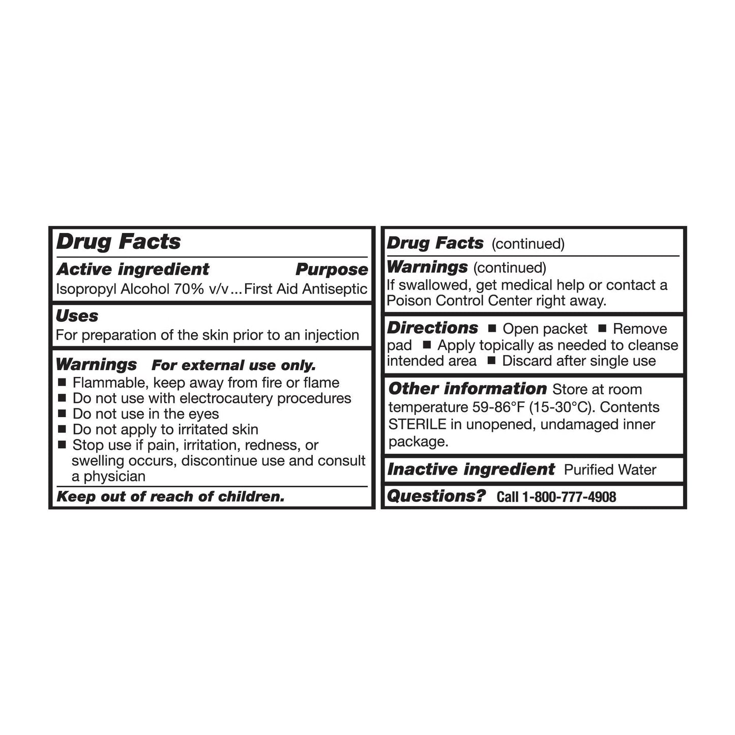 McKesson Alcohol Prep Pad 70% Isopropyl Alcohol Medium Sterile