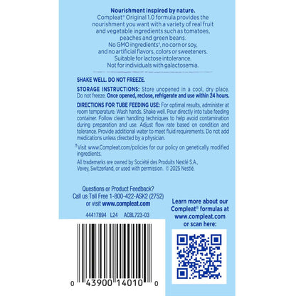 Compleat Original Unflavored Tube Feeding Formula 8.45 oz. Carton