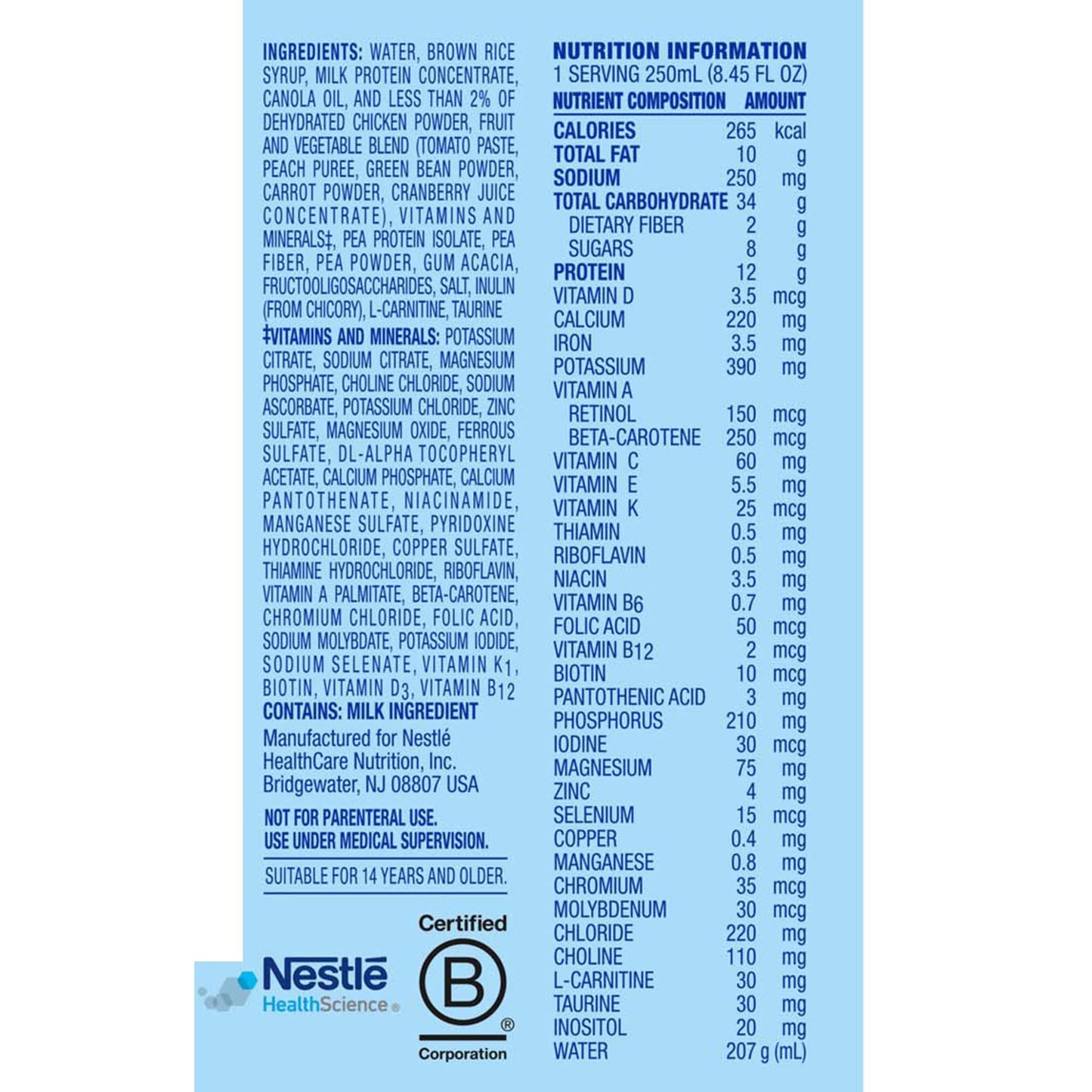 Compleat Original Unflavored Tube Feeding Formula 8.45 oz. Carton