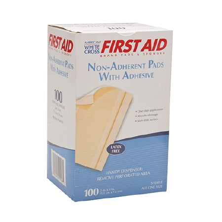 Adhesive Dressing American White Cross First Aid 2 X 3 Inch Polyester / Rayon / Film Rectangle Tan Sterile