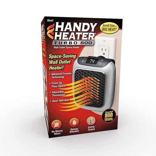 Ontel Handy Heater Turbo Heat – Wall Outlet Space Heater with Adjustable Thermostat, 12-Hour Timer & Auto Shut-Off – Quiet