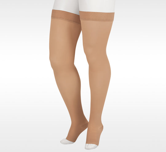 Open Toe Thigh High Compression Stockings