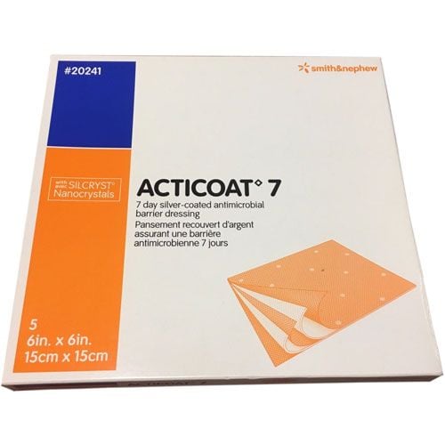 Acticoat 7 Silver Barrier Dressing, 6 x 6 Inch, Sterile, 5-Count