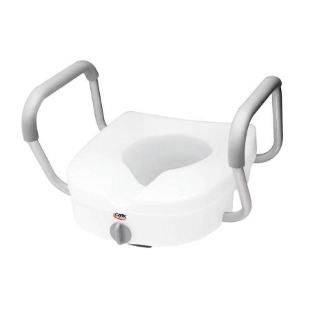 Raised Toilet Seat with Arms E-Z Lock 5 Inch Height White 300 lbs. Weight Capacity