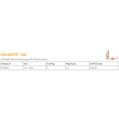 Solosite Hydrogel Wound Dressing – 3 oz Gel / Amorphous (Non-Sterile)