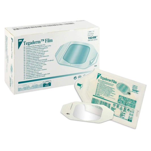 3M Tegaderm Transparent Film Dressing 2-3/8 x 2-3/4 Inch Sterile Frame Style Dressing with Label