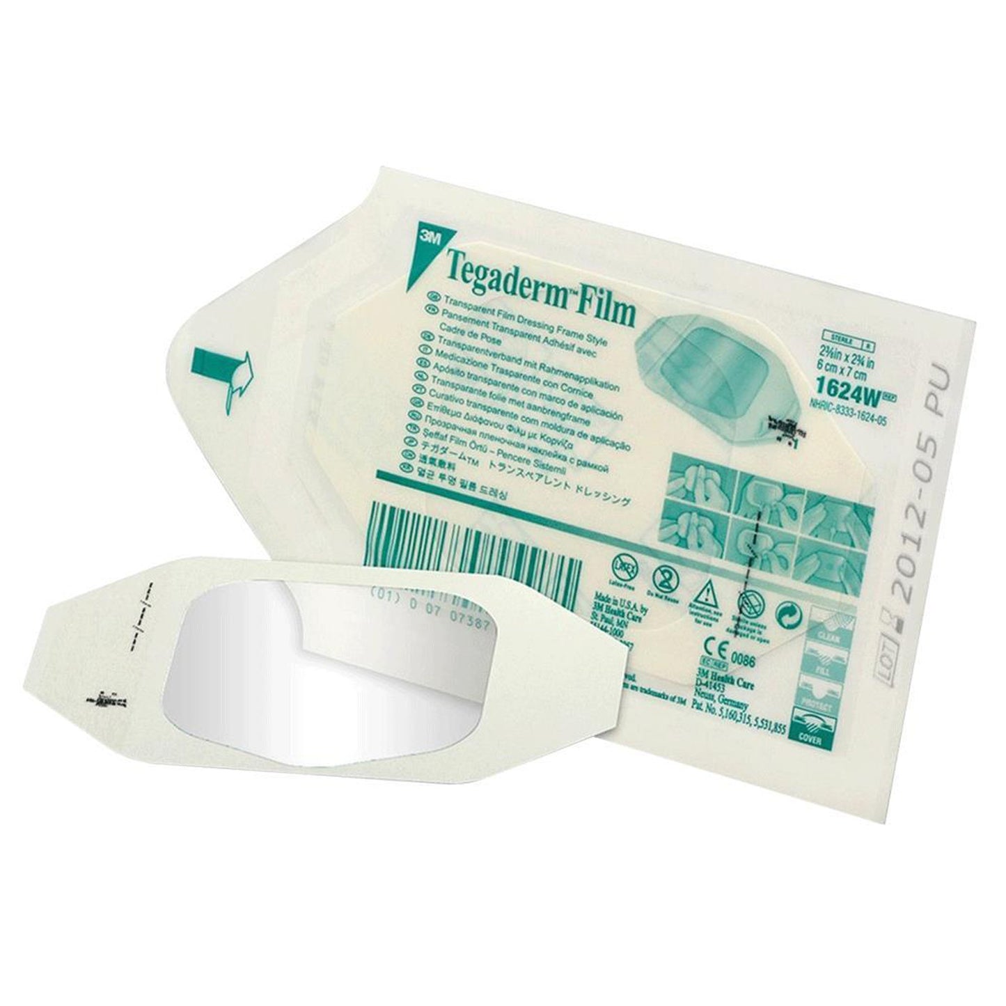 3M Tegaderm Transparent Film Dressing 2-3/8 x 2-3/4 Inch Sterile Frame Style Dressing with Label