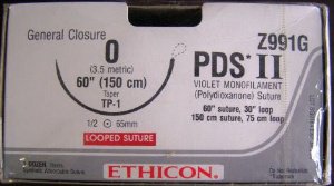 Absorbable Suture with Needle PDS II Polydioxanone TP-1 1/2 Circle Taper Point Needle Size