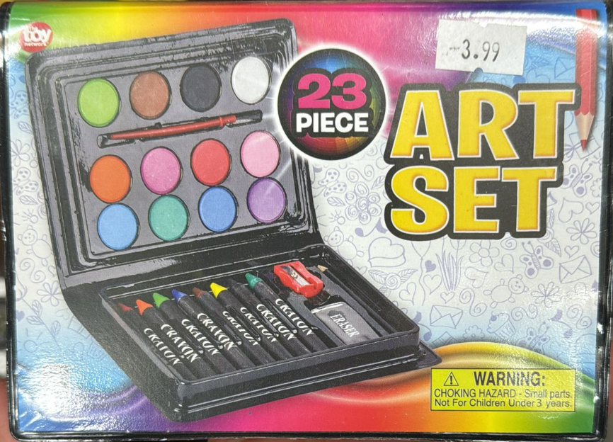Mini Art Set for Kids – 23-Piece Creative Kit with Watercolors, Crayons, Paint Brush, Pencil & More