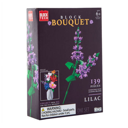 Block Tech Compatible Lilac Flower Bouquet Building Set – 139 Pieces Floral Brick Kit, Ages 6+