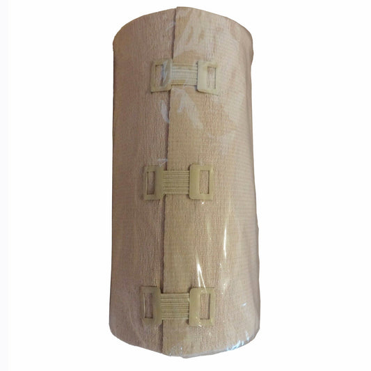 Flex-Master Elastic Compression Bandage 6 Inch x 11 Yard Tan Clip Closure Standard Compression Non-Sterile Extended Wide Support Wrap