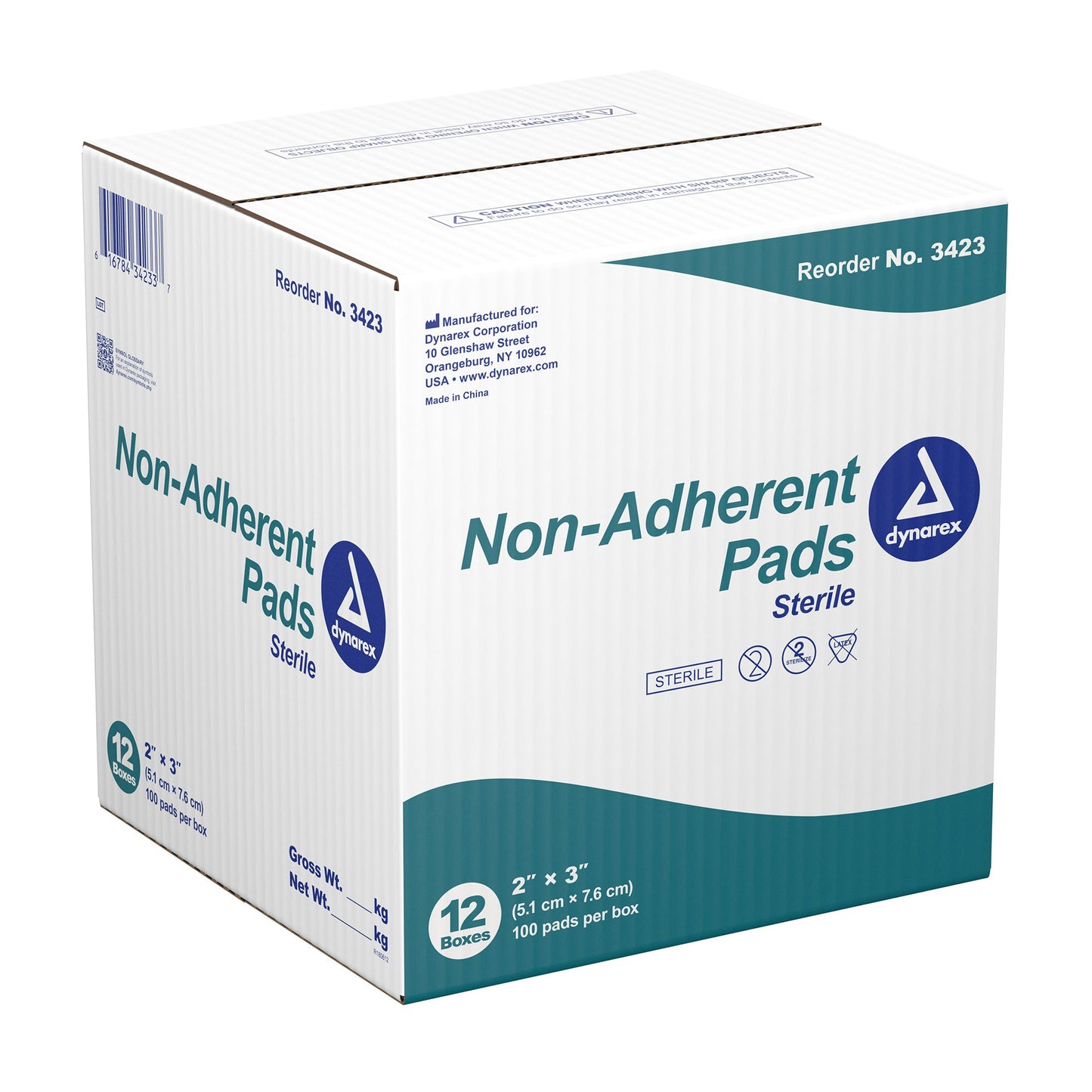 Dynarex Non-Adherent Dressing 2 x 3 Inch Sterile Pads