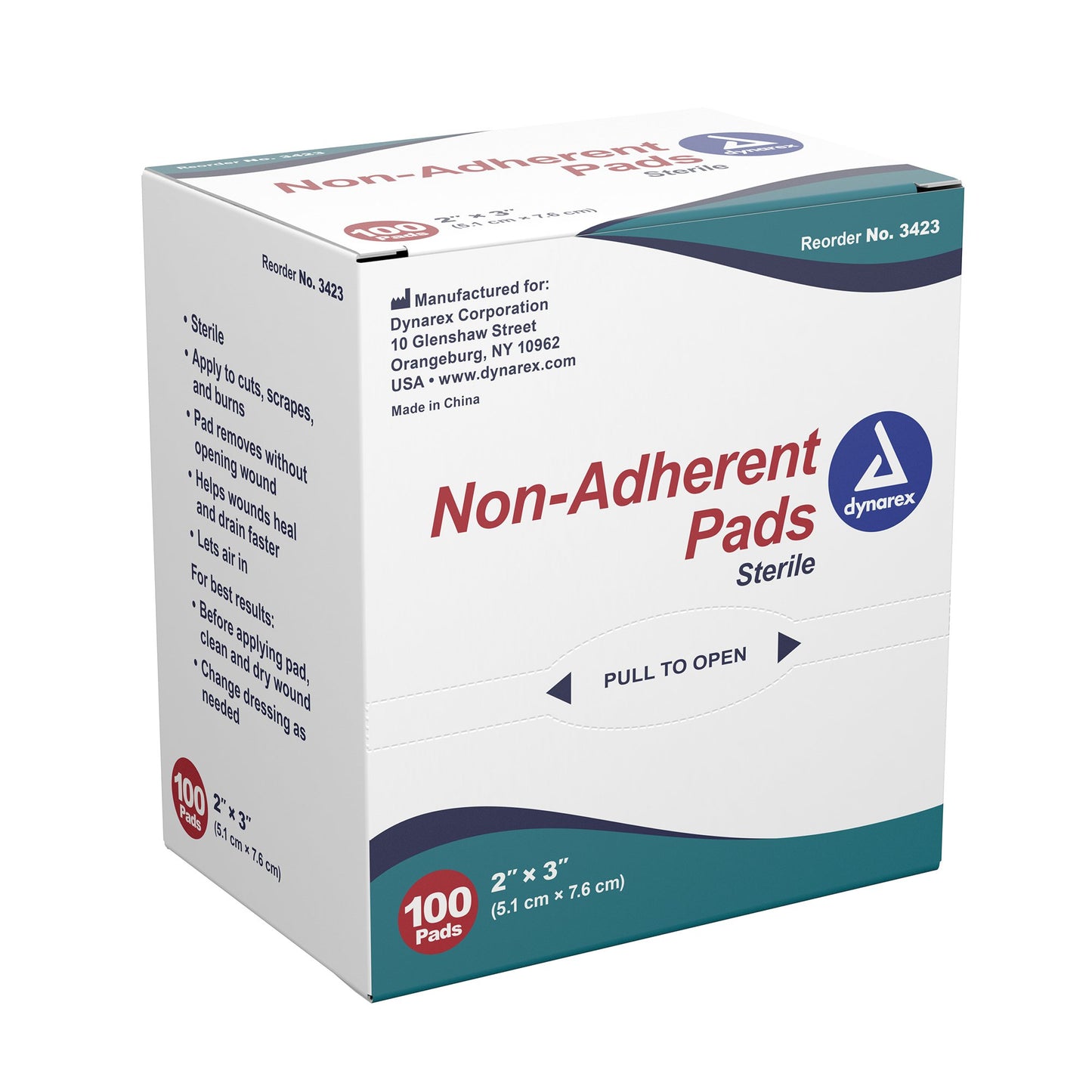 Dynarex Non-Adherent Dressing 2 x 3 Inch Sterile Pads