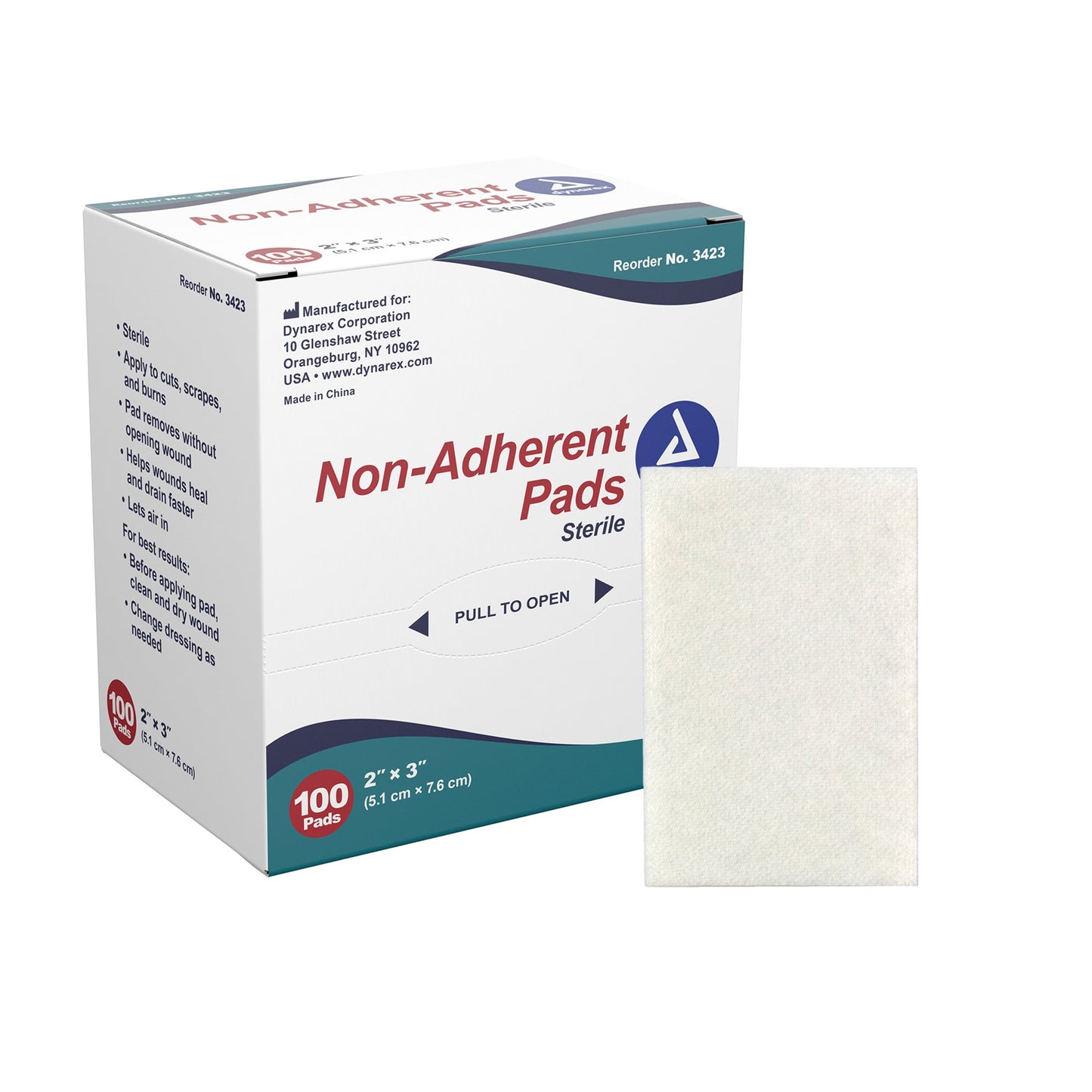 Dynarex Non-Adherent Dressing 2 x 3 Inch Sterile Pads
