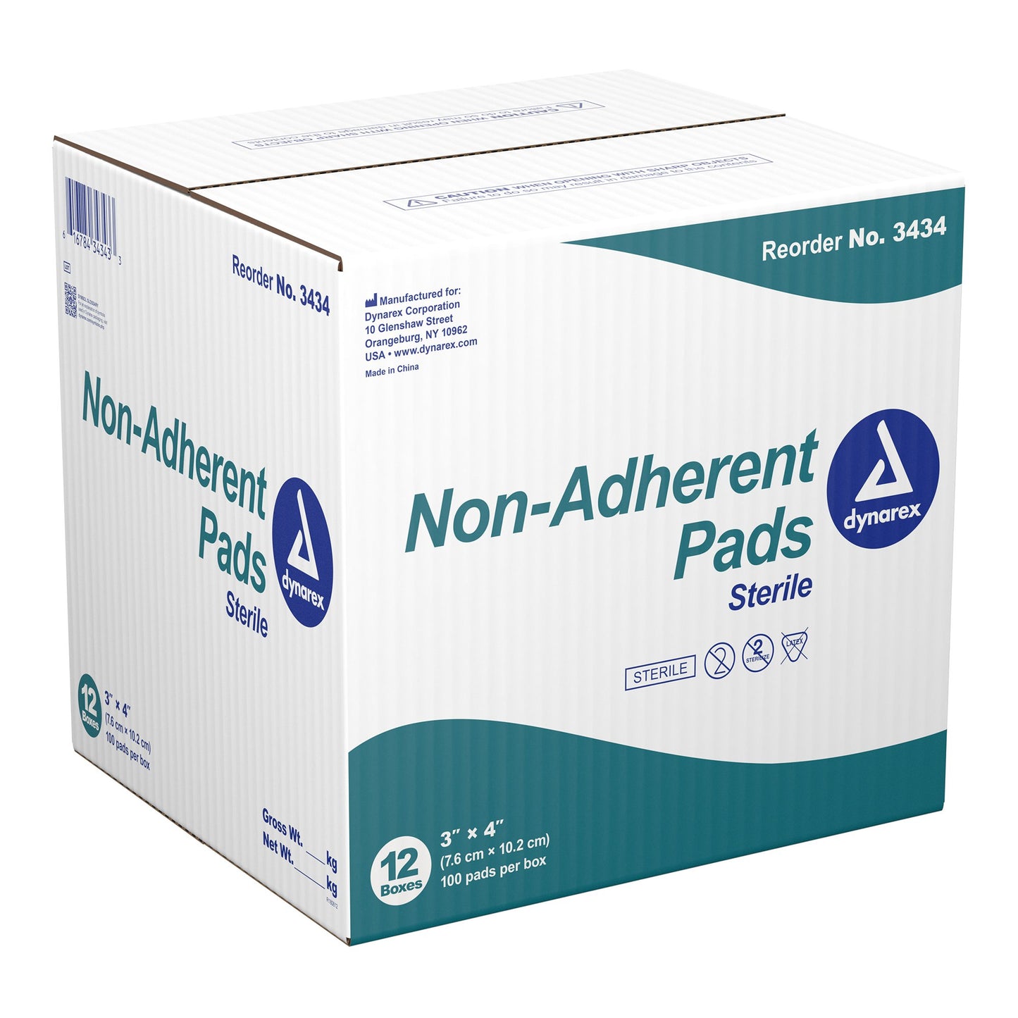 Dynarex Non-Adherent Dressing 3 x 4 Inch Sterile Pads