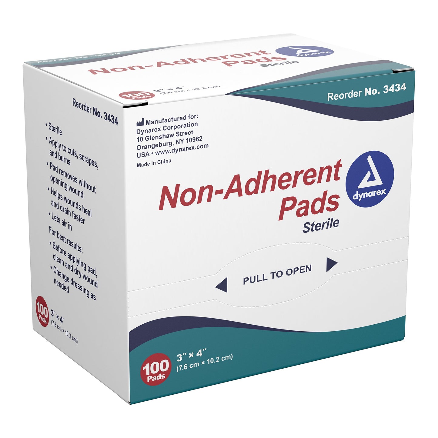 Dynarex Non-Adherent Dressing 3 x 4 Inch Sterile Pads