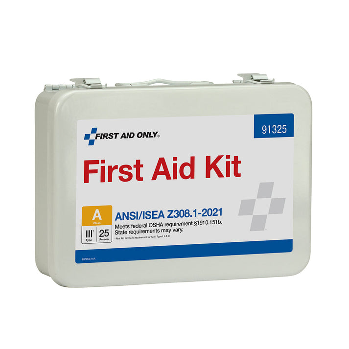 25 Person ANSI A Metal First Aid Kit 2021 Compliant OSHA Ready