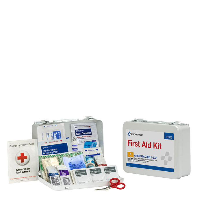 25 Person ANSI A Metal First Aid Kit 2021 Compliant OSHA Ready