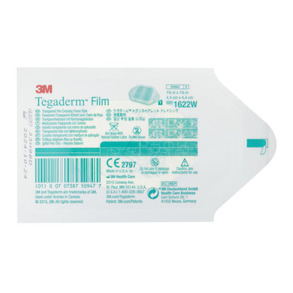 3M Tegaderm Transparent Film Dressing 1-3/4 x 1-3/4 Inch Sterile Frame Style Dressing with Label