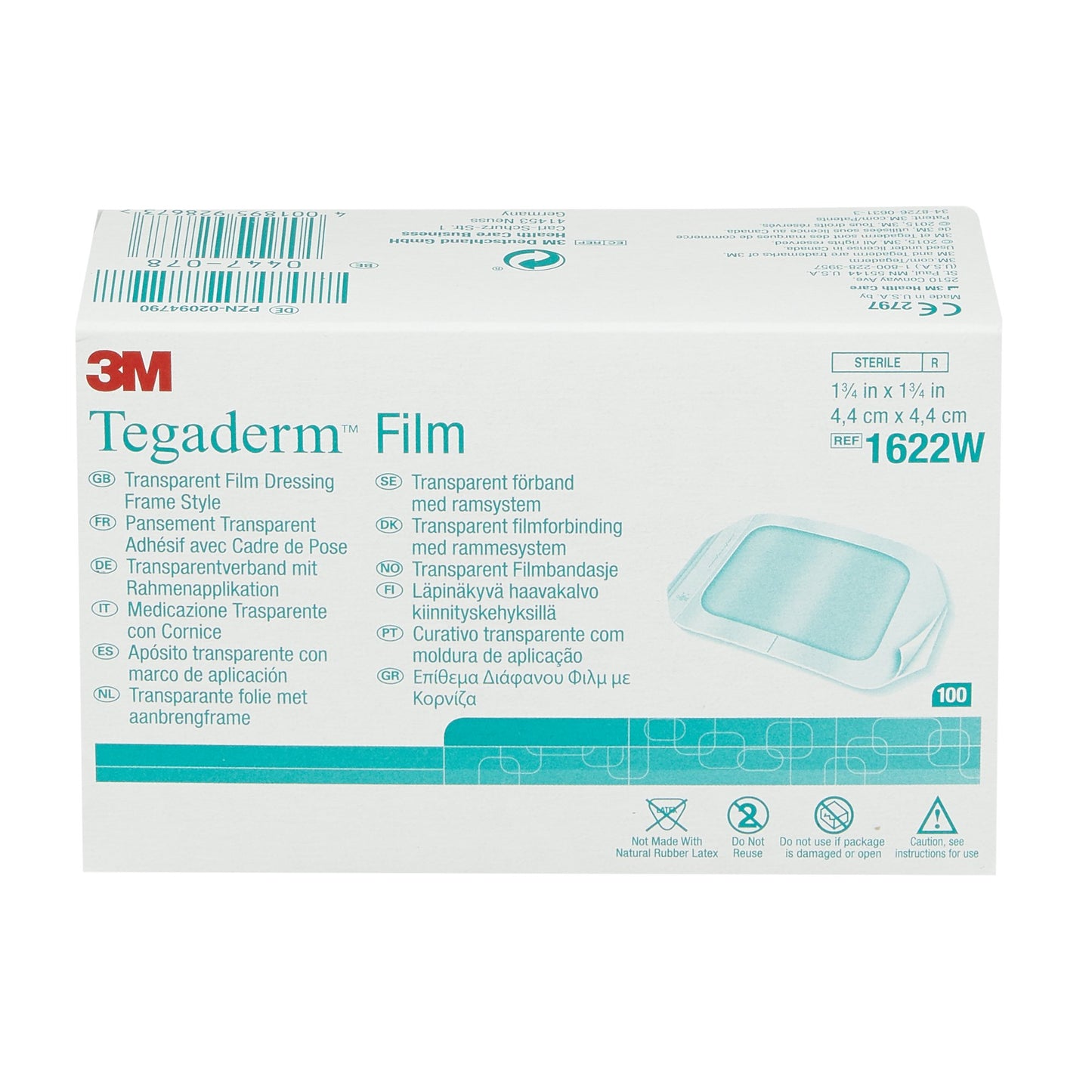 3M Tegaderm Transparent Film Dressing 1-3/4 x 1-3/4 Inch Sterile Frame Style Dressing with Label