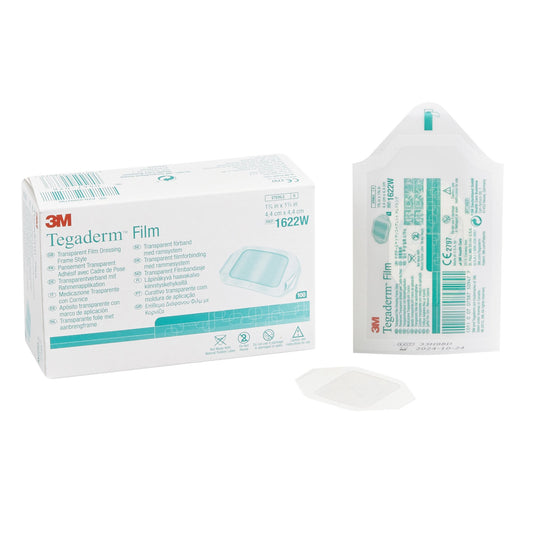 3M Tegaderm Transparent Film Dressing 1-3/4 x 1-3/4 Inch Sterile Frame Style Dressing with Label