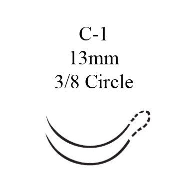 Nonabsorbable Suture with Needle Perma-Hand Silk C-1 3/8 Circle Taper Point Needle Size