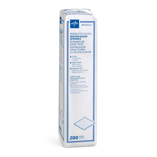 Medline Gauze Sponges 2 x 2 Inch, 12-Ply, NonSterile – 200 per Pack