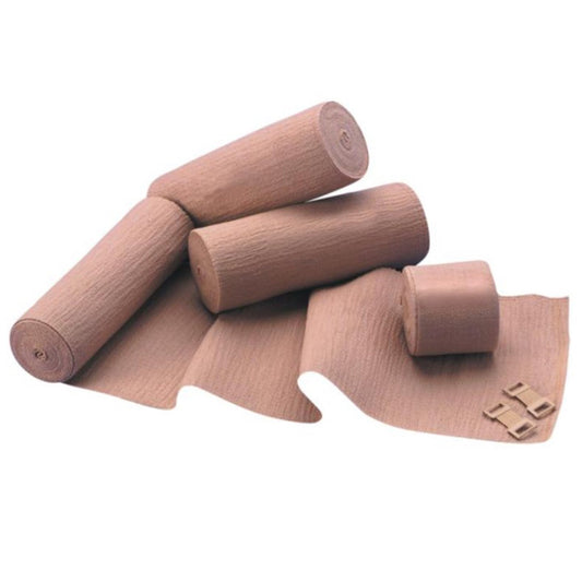 Flex-Master Elastic Compression Bandage 4 Inch x 5-1/2 Yard Tan Clip Closure Standard Compression Non-Sterile