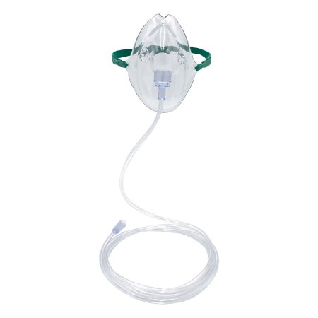 Oxygen Mask Salter Labs Elongated Style Adult One Size Fits Most Adjustable Head Strap / Nose Clip