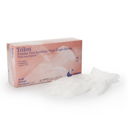 Exam Glove Trilon NonSterile Vinyl Standard Cuff Length Smooth Clear Not Rated WITH PROP. 65 WARNING