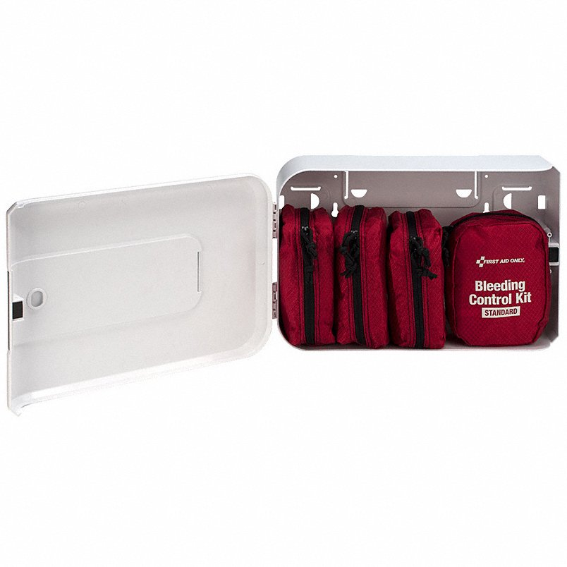 FIRST AID ONLY Bleeding Control Kit – Plastic Cabinet, 4 Person Capacity, 60 Components