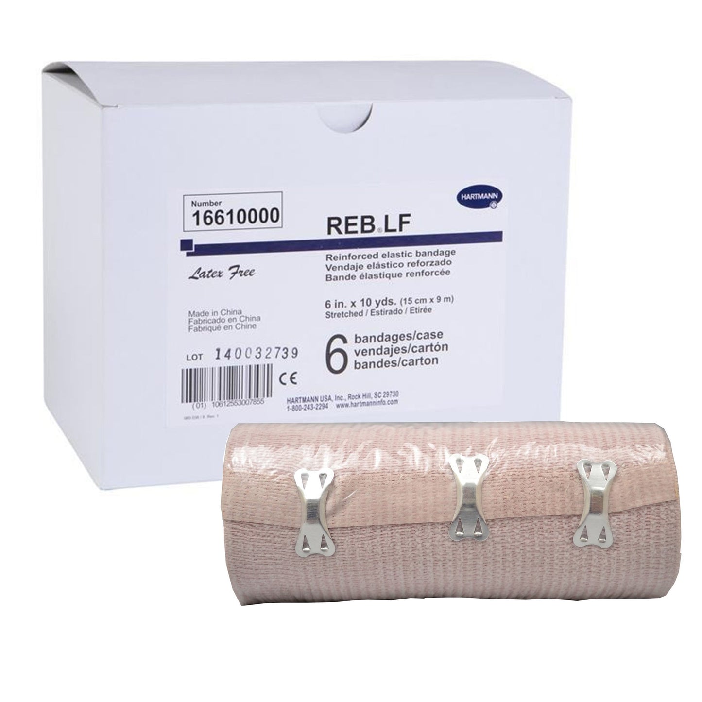 REB Elastic Bandage 6 Inch x 10 Yard Double Length Tan Standard Compression NonSterile