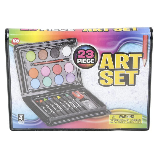 Mini Art Set for Kids – 23-Piece Creative Kit with Watercolors, Crayons, Paint Brush, Pencil & More
