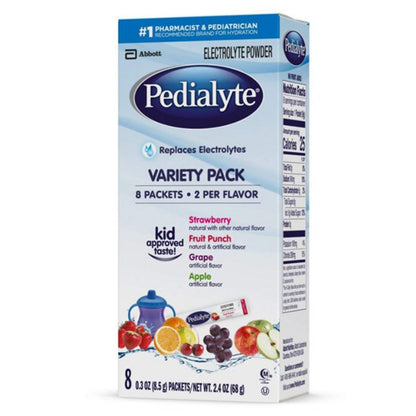 Pedialyte Powder Packs 0.3 oz – Fruit Punch, Grape, Apple, Strawberry