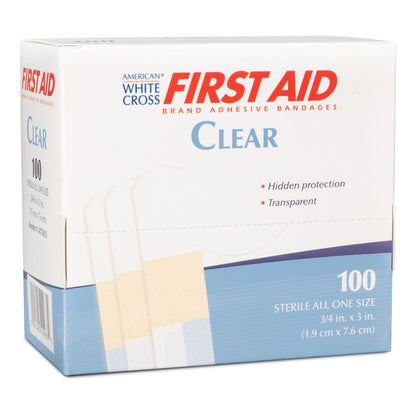 American White Cross First Aid Plastic Clear Adhesive Strip 3/4 x 3 Inch Sterile