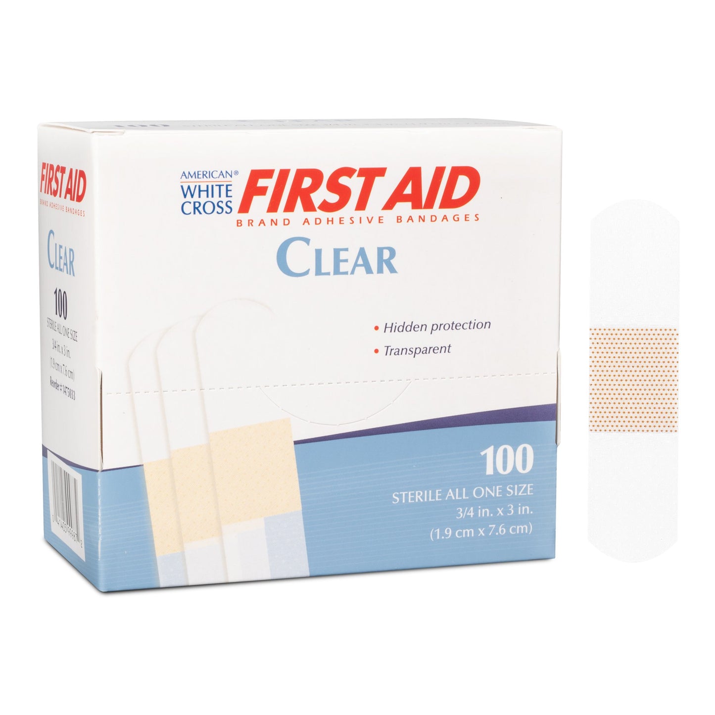 American White Cross First Aid Plastic Clear Adhesive Strip 3/4 x 3 Inch Sterile
