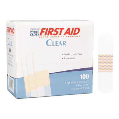 American White Cross First Aid Plastic Clear Adhesive Strip 3/4 x 3 Inch Sterile