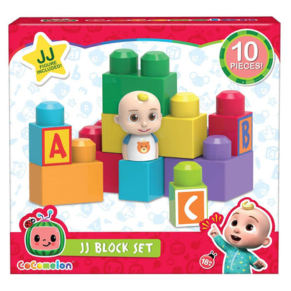 CoComelon JJ 10-Piece Block Set for Toddlers – Educational Building Blocks for Ages 18 Months+