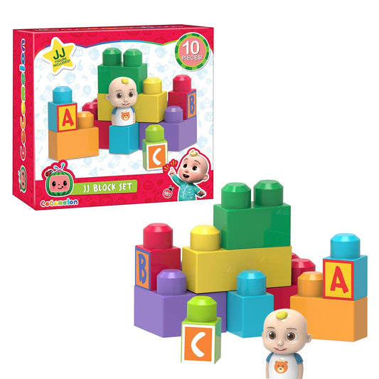 CoComelon JJ 10-Piece Block Set for Toddlers – Educational Building Blocks for Ages 18 Months+